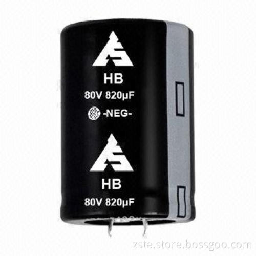 Snap-in Aluminum Electrolytic Capacitor for Switching Power/Inverter Smoothing, 80V, 820uf, 3000H